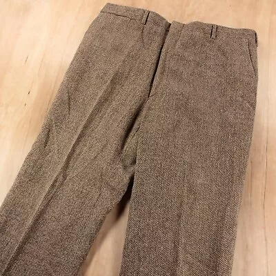 Vtg 60s 70s Wool Tweed Flat Front Hopsack Tweed Pants Trousers 367x30 Talon • $38