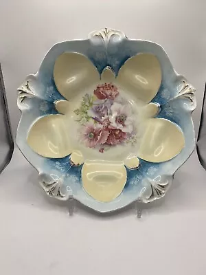 Antique RS Prussia Wreath Mark Vegetable Serving Bowl Blue Yellow • $42