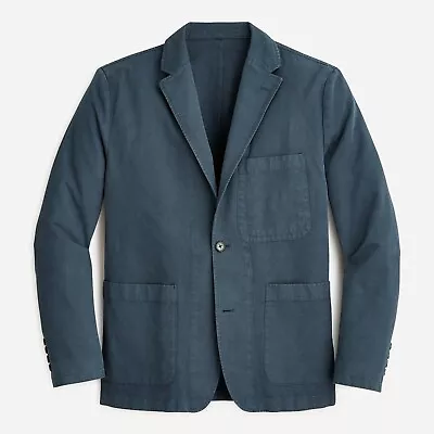 J. Crew Garment-dyed Cotton-Linen Chino Suit Jacket Petrol Blue - $178 NWT • $61.74