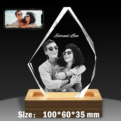 Custom 3D Crystal Gift Photo Birthday Anniversary Mother's Day Gift 100*60*35 Mm • $118.83