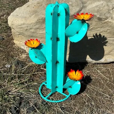 Metal Saguaro Cactus Turquoise - Garden Art • $89.99