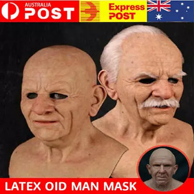 Latex Old Man Mask Male Disguise Realistic Masks Cosplay Costume Party Decor NEW • $29.98