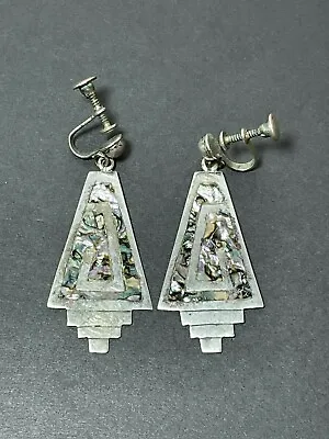 Vintage RRB Mexico Sterling Silver .925 Quartz Screw-Back Earrings Mid Century • $47.99