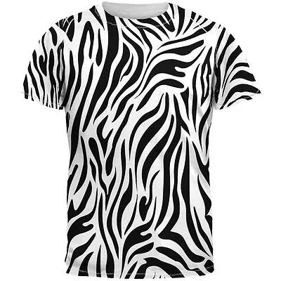 Zebra Print White Sublimated Adult T-Shirt • $26.95