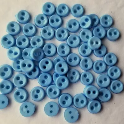 Craft Buttons Micro Mini ROUND GLACIER LAKE Doll Tiny Baby Blue Boy Dress It Up • £2.95