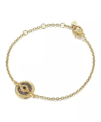 Judith Ripka 14k Gold Plated Sterling Silver Evil Eye Sapphire Topaz Bracelet  7 • $139.99