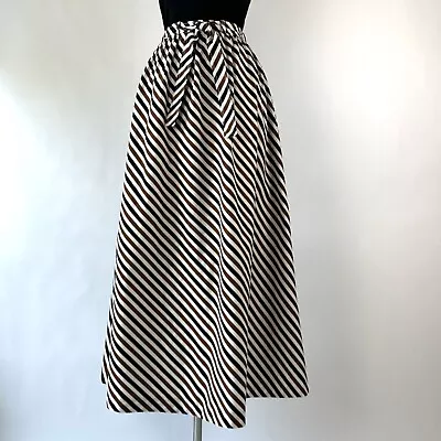 Vintage 70s VUOKKO Printed Stripe Cotton Maxi Skirt With Self Belt M/L • $250