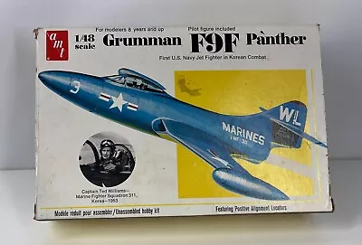 Vintage AMT Grumman F9F Panther W/ Captain Ted Williams 1:48 Scale Plane Kit • $13.99