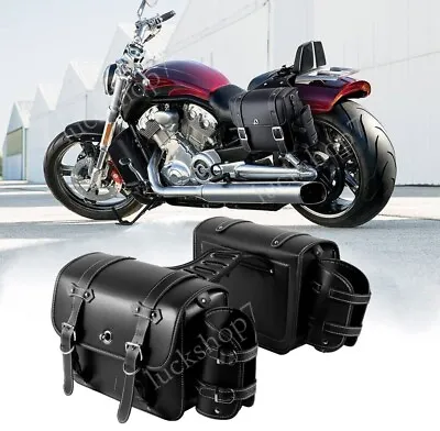 PU Saddle Bags Saddlebag For Yamaha Road Star XV 1600 1700 Midnight Silverado US • $107.60