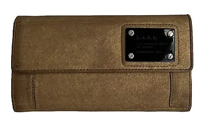 Y2K L.A.M.B. Gold Black Leather Wallet 2000s Vintage Gwen Stefani TriFold Lamb • $39.95