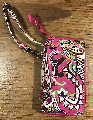 Vera Bradley Very Berry Paisley Id Wristlet Zip Around Wallet EUC • $10.50