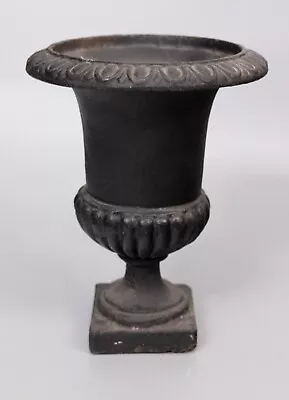 Antique French Neoclassical Style Black Cast Iron Urn Planter Jardiniere 11 H • $360