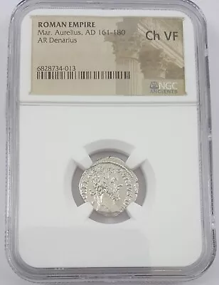 NGC Ch VF  Roman AR Denarius Marcus Aurelius AD 161-180 NGC Ancients Certified • $397.79