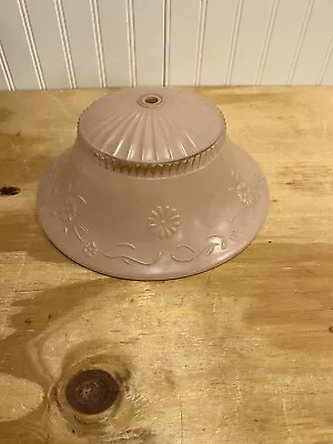 Vintage Frosted Pink Glass Shade Chandelier Ceiling Light Fixture Floral Detail • $36