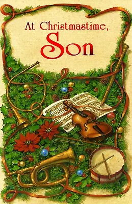 Loving CHRISTMAS Card FOR SON Music Instruments By Paramount Cards + Envelope • $4.99