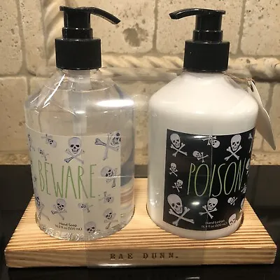 RAE DUNN Hand SOAP & LOTION SET Halloween POISON BEWARE Farmhouse Home Decor • £24.08