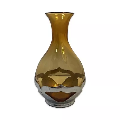 Vintage ART DECO Farber Bros New York  Metal & Amber Glass Decanter • $20