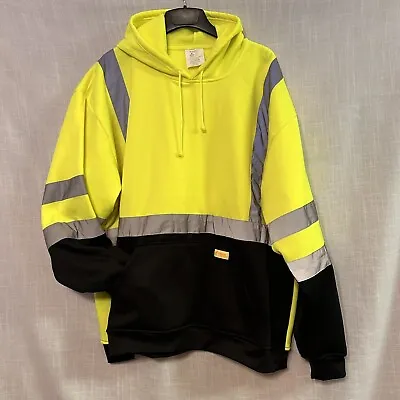New York HIGH VIZ Visibility Hoodie Reflective Sweatshirt Safety Work Men's 5XL • $28.97