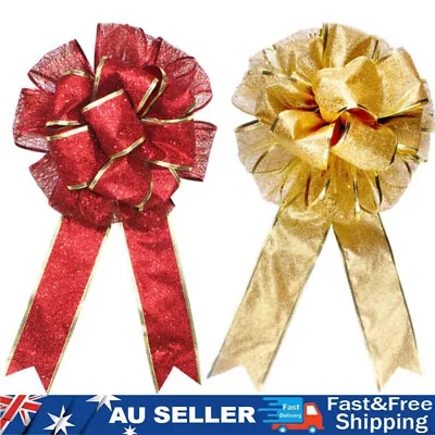 Large Bow Bowknot Glitter Christmas Tree Topper Ornaments Holiday Home Decor AU • $14.24