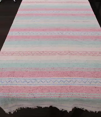 £20 • Buy Mexican Blanket, Throw, Rug, Pink Green Blue, Woven Stripe, Snuggle Blanket
