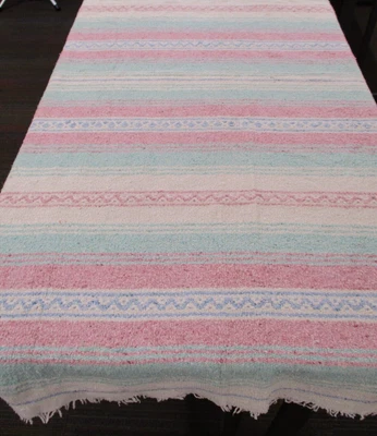 £20 • Buy Mexican Blanket, Throw, Rug, Pink Green Blue, Woven Stripe, Snuggle Blanket