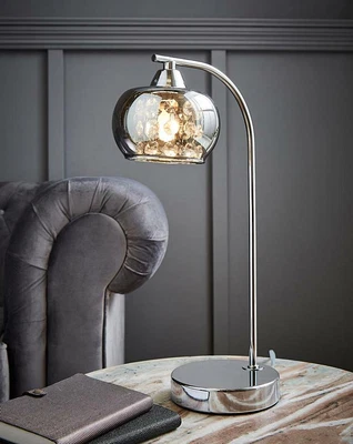 £31.97 • Buy Smoked Glass Office Bedside Table Lamp Light Night Lighting Room Home Décor H15 