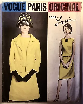 VOGUE Paris Original Sewing Pattern No. 1385 Size 14 1960s By Lanvin 34 Bust • $34.95