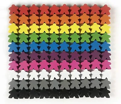 100 Multi-Color Wooden Meeples • $14.99