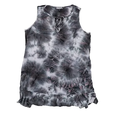 J Valdi Women's Cover-Up Dress Drawstring Ruffled Sleeveless Gray Tie Dye Xl New • $19.99