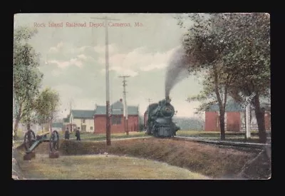 [82635] 1909 POSTCARD Showing ROCK ISLAND RAILROAD DEPOT CAMERON MISSOURI • $9.99