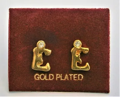 Z100:) Gold Plated Rhinestone Monogram Letter E Name Stud Earrings  • £3.50