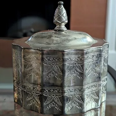 Vintage Godinger Silver Plate Trinket Box Red Velvet Liner Vanity Display Art • $18