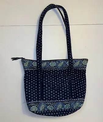 Vera Bradley Villager Tote Bag In Blue Paisley Made In USA 15x11x4 Rare Vintage • $20.99