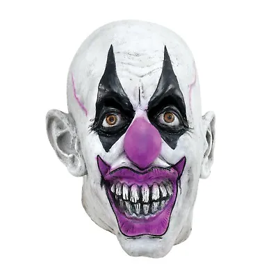 Mens Scary Latex Horror Evil Clown Mask Halloween Killer Hair Adult Fancy Dress • $46.19