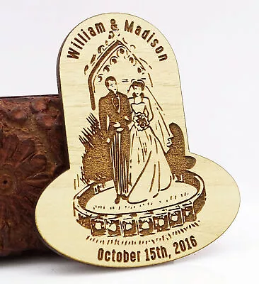 Rustic Wedding Save The Date Wooden Magnet 20 Custom Engraved Wooden-dbC • $81.39