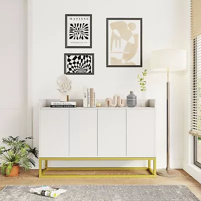 Modern Sideboard Storage Cabinet With  4-Door S And Square Metal Legs • $173.68