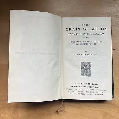 Charles Darwin The Origin Of Species 6th 1923 • $20