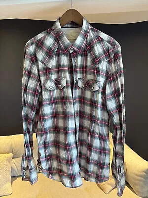 Levi's Special Edition Sawtooth Red Green Check Plaid Western Shirt. Size Large • £0.99