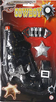 Cowboy Cowgirl Fancy Dress Toy Pistol Gun Holster Bullets + Belt 7 Piece Set • £8.49