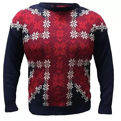 £9.95 • Buy Mens Jumper Union Jack Christmas Xmas UK Flag Novelty Sweater UK Snowflake Wintr