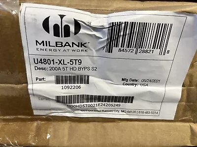 Milbank 200 Amp Meter Socket Lever By-pass Single Phase U4801-XL-5T9 • $205