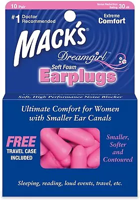 Macks (Mack's) Dreamgirl Soft Foam Earplugs X 10 Pair • £6.99