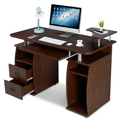 Computer Desk Home Office Workstation Wooden Gaming Table With 2 Drawers • £102.95