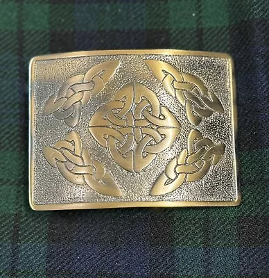   Scottish Highland CELTIC SQUARE Kilt Belt Buckle Brass Antique Finished • $14.99