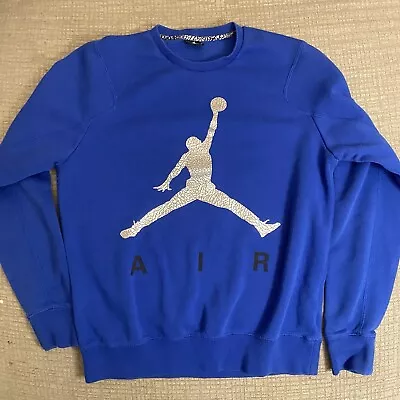 Nike Air Jordan Mens M Medium Crewneck Pullover Sweatshirt Jumpman Blue • $24.95