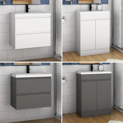 Vanity Unit Home Bathroom Sinks Floorstanding Or Wall Mounted Drawers / Doors • £129.99