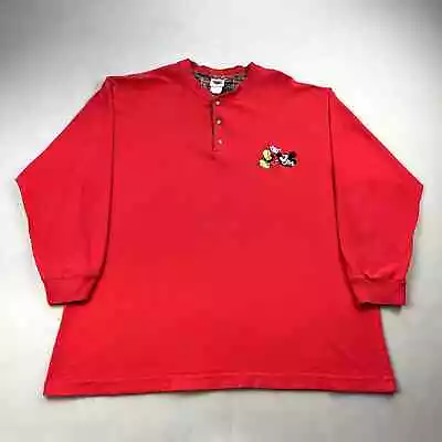 Vintage Mickey Mouse T-Shirt Mens Big 1X Red Long Sleeve Disney Made In USA 90s • $11