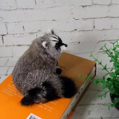 Realistic Lifelike Plush Raccoon Toy Fur Furry Animal Doll Gift Model Decor NEW • $17.28