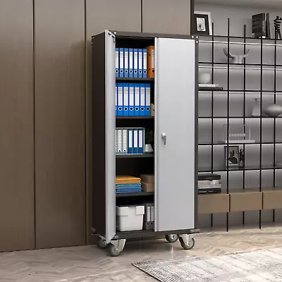 72  H Metal Garage Storage Cabinets Office Storage Cabinets Adjustable Shelves • $254.99