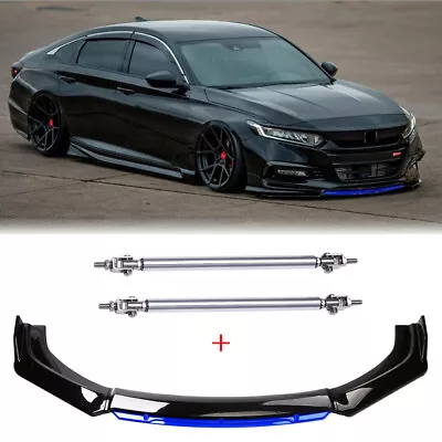 Front Bumper Chin Lip Spoiler Splitter+Strut Rods For Honda Civic Type R Limited • $95.11